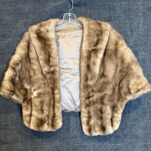 Vintage 40's- 50"s Genuine Mink Fur Stole/Wrap Color Autumn Haze